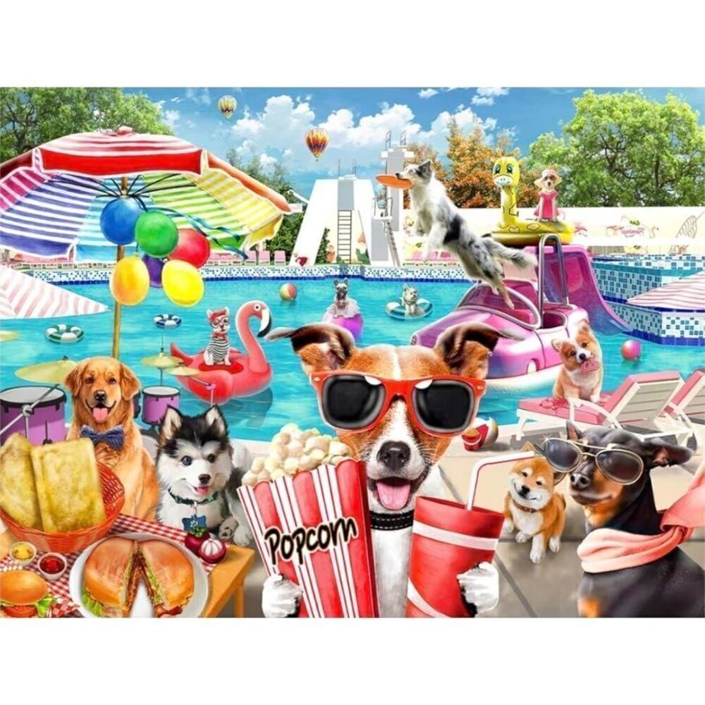 Huadada Dog Water Park 1000 pc Jigsaw Puzzle